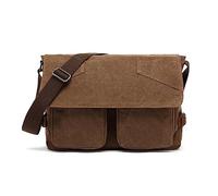 FANDARE Toile Sac à Bandoulière Homme Sacoche Saccoche Femme Affaire pour 15,6 Pouces Tablet Sacoche Sac Business Sac portés épaule pour Collège Travail Affaires Voyage Sac de Messager Brun