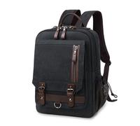 FANDARE Toile Sac à Dos Militaire Homme Sac à Dos de Randonnée Femme Sac Bandouliere Sac de Scolaire Cartables Sac de Trekking Sac d'épaule Multifonction Collège Daypacks Noir C