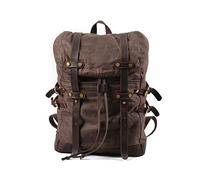 FANDARE Toile Sac à Dos Sac à Dos de Randonnée avec Cordon de Serrage Rétro Sac de Voyage Scolaire Cartables Sac de Trekking Sac d'épaule Multifonction Daypacks pour Alpinisme Trekking Marron