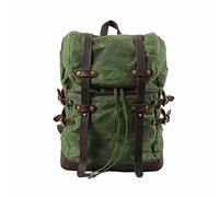 FANDARE Toile Sac à Dos Sac à Dos de Randonnée avec Cordon de Serrage Rétro Sac de Voyage Scolaire Cartables Sac de Trekking Sac d'épaule Multifonction Daypacks pour Alpinisme Trekking Vert