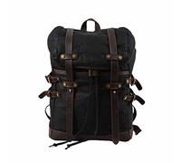 FANDARE Toile Sac à Dos Sac à Dos de Randonnée avec Cordon de Serrage Rétro Sac de Voyage Scolaire Cartables Sac de Trekking Sac d'épaule Multifonction Daypacks pour Alpinisme Trekking Noir