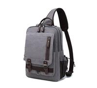 FANDARE Toile Sac de Poitrine Homme Sac Bandouliere Femme Polyvalent Sacoche Sac de Messager Sling Bag Sac à Main Sacs à Dos porté Travers pour Cyclisme Voyage Sport Sac d'épaule Gris B
