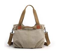FANDARE Toile Sacoche Sac a Main Femme Sacs Cabas Portés Epaule Rétro Sac D'épaule pour Achats Fête École Voyage Travail Crossbody Bag Kaki
