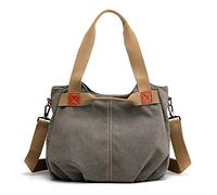 FANDARE Toile Sacoche Sac a Main Femme Sacs Cabas Portés Epaule Rétro Sac D'épaule pour Achats Fête École Voyage Travail Crossbody Bag Vert C