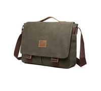 FANDARE Toile Sacs bandoulière Sac de Messager Mallette Sacoche à Bandoulière Homme Femme Sac de Messager Sacoche Ordinateur Canvas Sacs Business pour Travail Affaires Sac à Main Vert Militaire