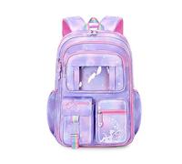 FANDARE Ultra-léger Sac à Dos Enfant Sacs Scolaires Filles Cartables Scolaires Sac d'école Sacs Scolaires pour 4-9 Année Étudiant Outdoor Voyage école Daypacks avec Pendentif en Peluche Violet A