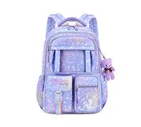 FANDARE Ultra-léger Sac à Dos Enfant Sacs Scolaires Filles Cartables Scolaires Sac d'école Sacs Scolaires pour 4-9 Année Étudiant Outdoor Voyage école Daypacks avec pendentif en peluche Violet