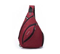 FANDARE Ultra-Léger Sac de Poitrine en Cuir Bandoulière Sling Crossbody Homme Femme Sacoche d'Epaule de Ceinture pour Voyage Randonnée Camping - Imperméable Nylon Rouge
