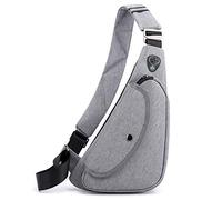 FANDARE Ultra-léger Sac de Poitrine Homme Sacoche Bandouliere Léger Sling Bag Garçon Sac d'Epaule pour Voyage Sport Randonnée Vélo Camping Excursion Sac Poitrine Gris A