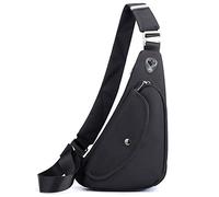 FANDARE Ultra-léger Sac de Poitrine Homme Sacoche Bandouliere Léger Sling Bag Garçon Sac d'Epaule pour Voyage Sport Randonnée Vélo Camping Excursion Sac Poitrine, Noir, L, Élégant
