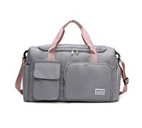 FANDARE Ultra-léger Sac de Sport Sac de Voyage Cabine Sac à Main Femme Homme Sacs polochons Grande Capacité Sacs de Nuit Weekend Sac de Plage Sport Fitness avec Compartiment à Chaussures Gris Rose