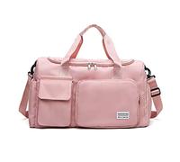 FANDARE Ultra-léger Sac de Sport Sac de Voyage Cabine Sac à Main Femme Homme Sacs polochons Grande Capacité Sacs de Nuit Weekend Sac de Plage Sport Fitness avec Compartiment à Chaussures Rose
