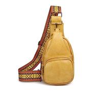 FANDARE Ultraléger Sac de Poitrine Femme Sacs à Dos porté Travers Sacs à bandoulière Cuir PU avec bandoulière Large réglable pour Téléphone Sac d'épaule pour Voyage Cyclisme Sling Bag Jaune