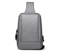 FANDARE Unisex Sac de Poitrine Sling Bag avec Port de Chargement USB Sacoche Homme Femme Sac d'Epaule Sacoche de Ceinture Sac Bandoulière pour École Voyage Randonnée Cyclisme Jogging Durable Gris