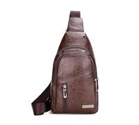 FANDARE Unisexe Sac de poitrine banane Sacs bandoulière crossbody, imperméable en cuir PU multifonction, sac à dos du jour pour hommes femmes pour les voyages extérieurs Sling Bag Brun