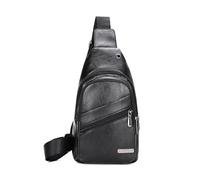 FANDARE Unisexe Sac de poitrine banane Sacs bandoulière crossbody, imperméable en cuir PU multifonction, sac à dos du jour pour hommes femmes pour les voyages extérieurs Sling Bag Nouveau noir