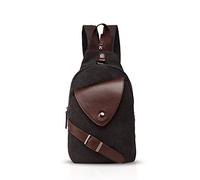 FANDARE Unisexe Sac de Poitrine Homme Sac À Dos Femme Sling Bag Toile Sac d'Epaule Sacoche Sac Bandoulière pour Affaires Université École Cyclisme Camping Voyage Casual Daypacks Noir L