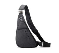 FANDARE Unisexe Sac de Poitrine Sacs à Dos porté Travers avec Bandes réfléchissantes Homme Sport bandoulière Femme Banane Ville randonnée Voyage Messager Outdoor Sling Crossbody Bag Noir Droit