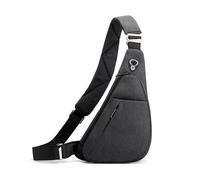 FANDARE Unisexe Sac de Poitrine Sacs à Dos porté Travers avec Bandes réfléchissantes Homme Sport bandoulière Femme Banane Ville randonnée Voyage Messager Outdoor Sling Crossbody Bag Noir Gauche
