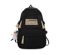 FANDARE Unisexe Sacs à Dos Loisir Femme Homme Cartable Ville Quotidien Pochette Polyvalents Sacoche d'école avec Un Joli Pendentif à Jour Décontractés Poche Urbain Week-End Daypacks Noir