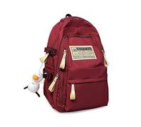 FANDARE Unisexe Sacs à Dos Loisir Femme Homme Cartable Ville Quotidien Pochette Polyvalents Sacoche d'école avec Un Joli Pendentif à Jour Décontractés Poche Urbain Week-End Daypacks Rouge
