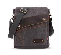 FANDARE Vintage Messenger Bag Sac Bandoulière Ordinateur Briefcase Sacs Portés Travail Ecole Cartable Crossbody Bag Femme Homme Toile, Gris, L, Sac à Dos Loisir