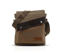 FANDARE Vintage Messenger Bag Sac Bandoulière Ordinateur Briefcase Sacs Portés Travail Ecole Cartable Crossbody Bag Femme Homme Toile Light Marron L