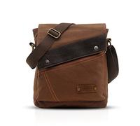 FANDARE Vintage Messenger Bag Sac Bandoulière Ordinateur Briefcase Sacs Portés Travail Ecole Cartable Crossbody Bag Femme Homme Toile Marron