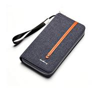 FANDARE Vintage Portefeuille Homme Longue Pochette Besace Porte Monnaie Toile Porte de Billets Porte-Monnaie Porte-Carte de Crédit Bourse Bleu