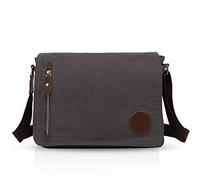 FANDARE Vintage Sac à bandoulière Unisexe Sac d'épaule Toile Sac de Messager Sacoche Mallette pour Homme Femme Travail Fac Voyage Sport École Sac Bandoulière Crossbody Bag Sac Dark Gris