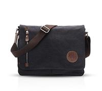FANDARE Vintage Sac à bandoulière Unisexe Sac d'épaule Toile Sac de Messager Sacoche Mallette pour Homme Femme Travail Fac Voyage Sport École Sac Bandoulière Crossbody Bag Sac, Noir, Taille: 37x8x29CM