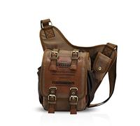 FANDARE Vintage Sac Bandoulière Sling Bag Ecole Voyages Hommes Femmes Messenger Sacs à Dos Petit Sac de Poitrine Toile Kaki L