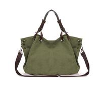 FANDARE Vintage Sac Cabas en Toile Mixte Sac fourre-tout Ordinateur 15.6 Pouces Tote Forme souple décontractée Sacs Bandoulière Travail Mixte Grande Capacité Sacs portés main Sacoches Vert