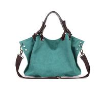 FANDARE Vintage Sac Cabas en Toile Mixte Sac fourre-tout Ordinateur 15.6 Pouces Tote Forme souple décontractée Sacs Bandoulière Travail Mixte Grande Capacité Sacs portés main Sacoches Bleu paon