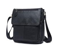 FANDARE Vintage Sacoche Homme Cuir Véritable Homme Femme Sac Bandouliere Pochette Sac Porté Epaule Sacs à Main Voyage Multifonctionnel Sacs à Dos Porté Travers pour Collège Travail Affaires Noir
