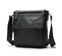 FANDARE Vintage Sacoche Homme Cuir Véritable Homme Femme Sac Bandouliere Pochette Sac Porté Epaule Sacs à Main Voyage Multifonctionnel Sacs à Dos Porté Travers pour Collège Travail Affaires Noir A