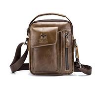 FANDARE Vintage Sacs bandoulière Homme Sacs à Main Cartable Cuir Sacs à Dos porté Travers Sacoche Imperméable Crossbody Messenger Bag Pochette Garçon Entreprise Voyage Kaki