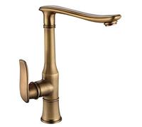FANDIAO Robinet de cuisine rétro nostalgique pivotant à 360 ° mitigeur à levier unique en laiton antique robinet chaud et froid vintage bronze mélangeur d'évier pour cuisines modernes