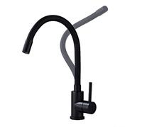 Fandipitous Robinet de cuisine avec bec flexible, robinet de cuisine noir mat, mitigeur de cuisine pivotant à 360°, robinet d'évier en acier inoxydable avec aérateur d'économie d'eau