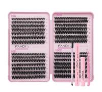 FANDIQ Kit d'extension de cils individuels moelleux : 50D + 60D + 80D + 100D russe épais, kit d'extension de cils avec liaison et joint, dissolvant (C03)