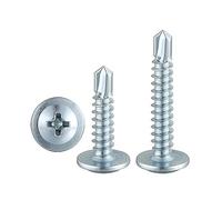 FandWay 100 Pièces M4.2 x 38 mm Vis Autoperceuse,Vis Tête de Réglage Modifiée, Vis Autotaraudeuses à Tête, Vis à Tôle Cruciformes en Acier Zingué Pour Tôle d'acier, Aluminium, Bois, Plastique.