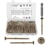 FandWay 100 Pièces Vis à Bois Torx pour Panneaux D'aggloméré 4,2x42mm Vis à Tête Fraisée,Vis Autotaraudeuses Torx Universelles Pour Construction de Toiture,Terrasse Avec 1 T25 Bits.Jaune époxy.