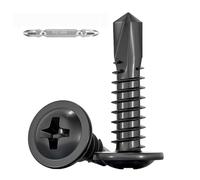 FandWay 100 Pièces Vis Autoforeuse Metal Noir,M4,2x16mm Vis à Tôle Autotaraudese et Autoperceuse Autoperforante Inox 410 Cruciforme Tête Ronde Large Bombé avec 1 Bits pour Aluminium Bois Plastique.