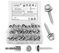 FandWay 100 Pièces Vis Autoforeuses de Toiture,M6,3x32mm Vis à Tôle Autotaraudese à Tete Hexagonale et Autoperceuse pour Toit en Métal Avec Rondelles EPDM et 1 Embout.