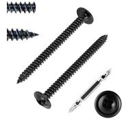 FandWay 100 Pièces Vis Autotaraudeuses Noir,M4,2x19mm Vis à Bois en Acier Inoxydable 410 Vis à Tôle et Autotaraudeses Cruciforme Tête Ronde Large Bombé avec 1 Bits pour Aluminium Bois Plastique.