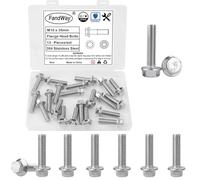 FandWay 13 Pièces Boulons À Bride Hexagonale M10x35mm Vis À Tête Hexagonale En Acier Inoxydable A2 (V2A/304) Filetage Complet Pas De Filetage 1,5mm