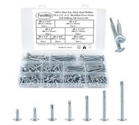 FandWay 140 Pièces M4.2 x 13~50mm Vis Autoperceuse à Réglage Modifiée,Vis Autotaraudeuses à Tête Ronde,Vis à Tôle Cruciformes en Acier Carbone Zingué Pour Tôle Dacier, Aluminium, Bois, Plastiques.