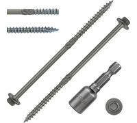 FandWay 50 Pièces Vis à Bois Hexagonales pour Panneaux D'aggloméré 6,3x100mm Vis à Bois de Charpente,Vis Autotaraudeuses Universelles Vert Pour Construction de Toiture,Terrasse Avec 1 Bits.