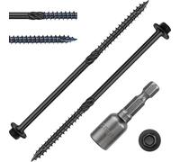 FandWay 50 Pièces Vis à Bois Hexagonales pour Panneaux D'aggloméré 6,7x100mm Vis à Bois de Charpente,Vis Autotaraudeuses Universelles Noir Pour Construction de Toiture,Terrasse Avec 1 Bits.