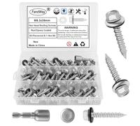 FandWay 80 Pièces Vis Autoforeuses de Toiture,M6,3x38mm Vis à Tôle Autotaraudese à Tete Hexagonale et Autoperceuse pour Toit en Métal Avec Rondelles EPDM et 1 Embout.